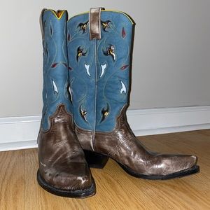Frye Leather Inlay Cowboy Boots